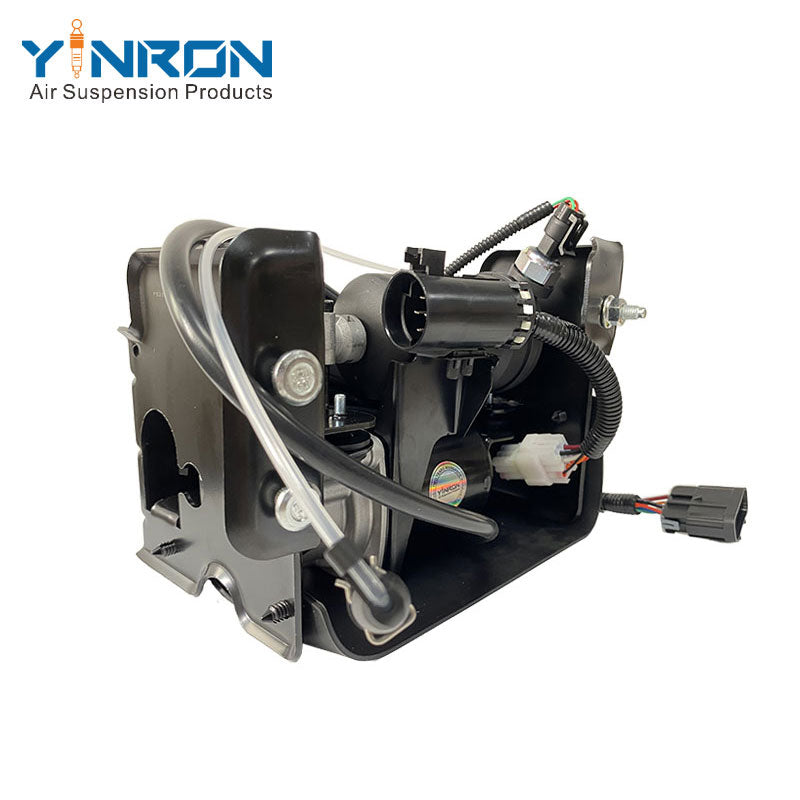 Eye level front view of air suspension compressor pump for Cadillac Escalade II/III, Chevrolet Avalanche and GMC Yukon, part number 15254590, with relay