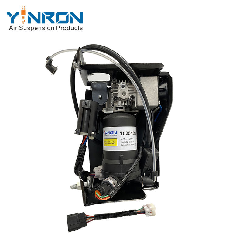 Main front view of air suspension compressor pump for Cadillac Escalade II/III, Chevrolet Avalanche and GMC Yukon, 15254590, with relay included