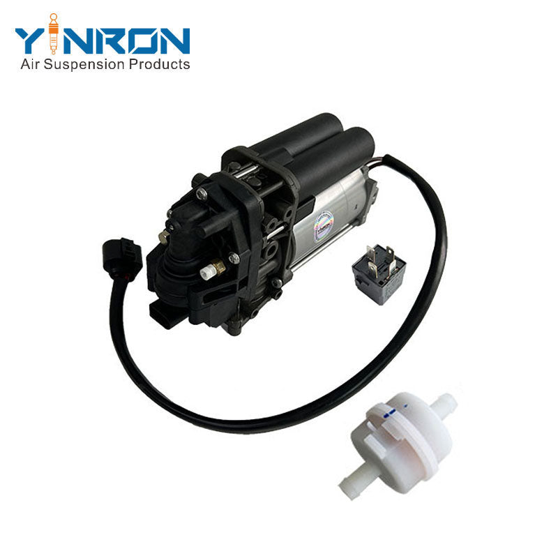 Left rear 45 degree top view for Audi A8 D5 4N air suspension compressor pump with relay and air filter (4N0616005C)