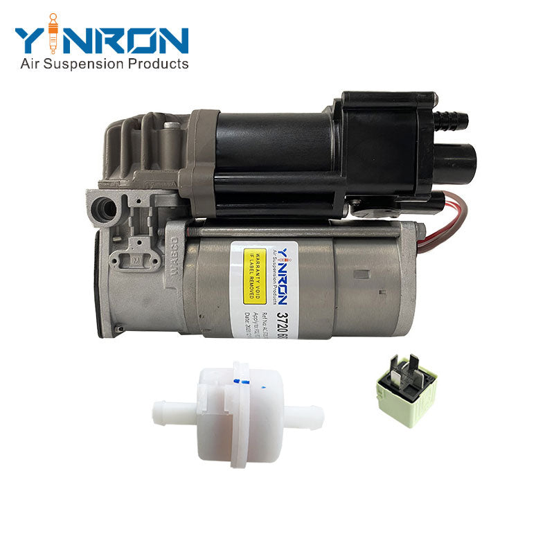 Full front view for BMW 5 Series F07 GT F11 air suspension compressor pump with relay and air filter (37206875176)