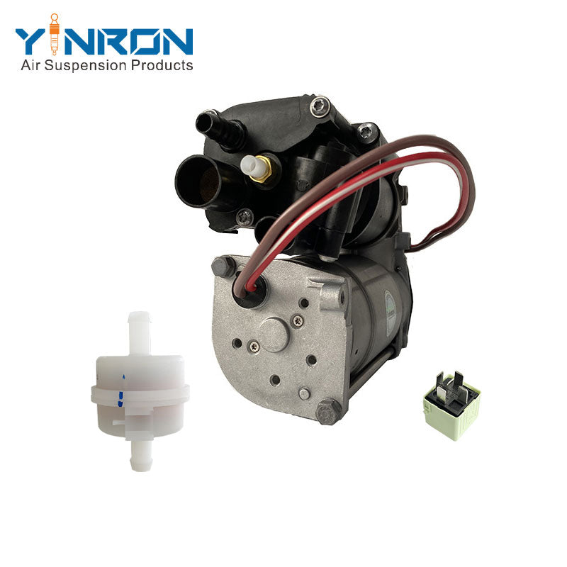 Left straight side view for BMW 7 Series F01 F02 air suspension compressor pump with relay and air filter (37206875176)