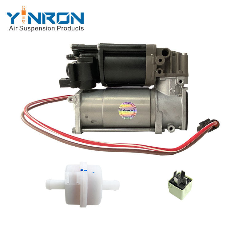 Rear flat view for BMW 7 Series F01 F02 air suspension compressor pump with relay and air filter (37206875176)