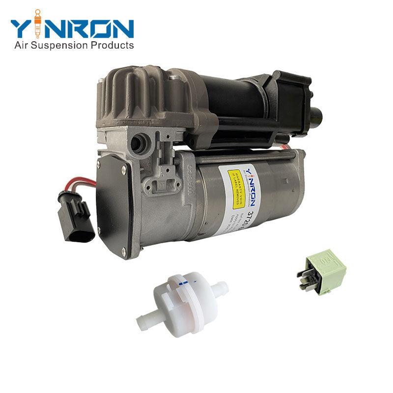 Right front 45 degree view for BMW 7 Series F01 F02 air suspension compressor pump with relay and air filter (37206875176)