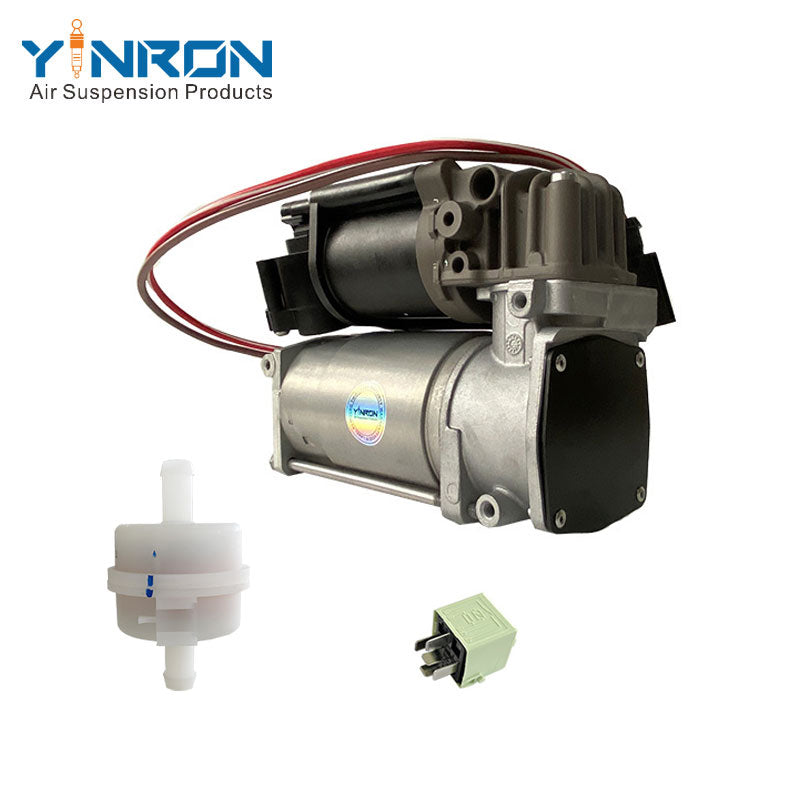 Right rear 45 degree top view for BMW 7 Series F01 F02 air suspension compressor pump with relay and air filter (37206875176)