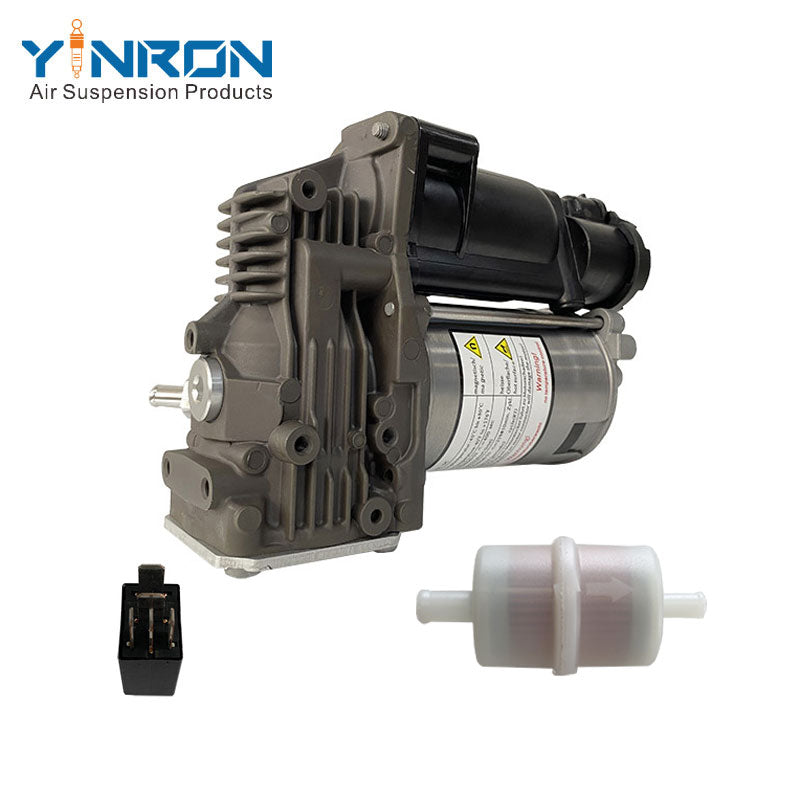Left rear 45 degree top view for BMW X5 E70 X6 E71 air suspension compressor pump with relay and air filter (37206859714)
