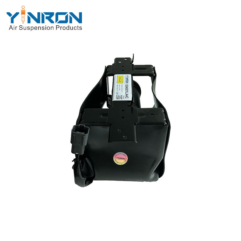 Vertical top down overhead view of Infiniti QX56 Nissan Armada air suspension compressor pump 534001LA4C 534007S600 with relay