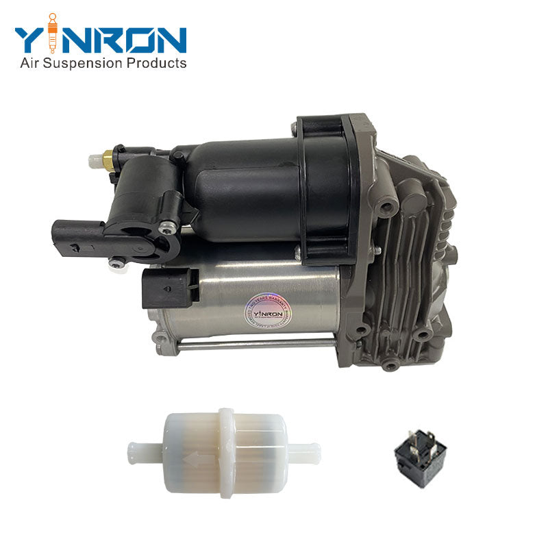 Top vertical overhead view of Jaguar XJ X351 air suspension compressor pump C2D5825 with relay and air filter