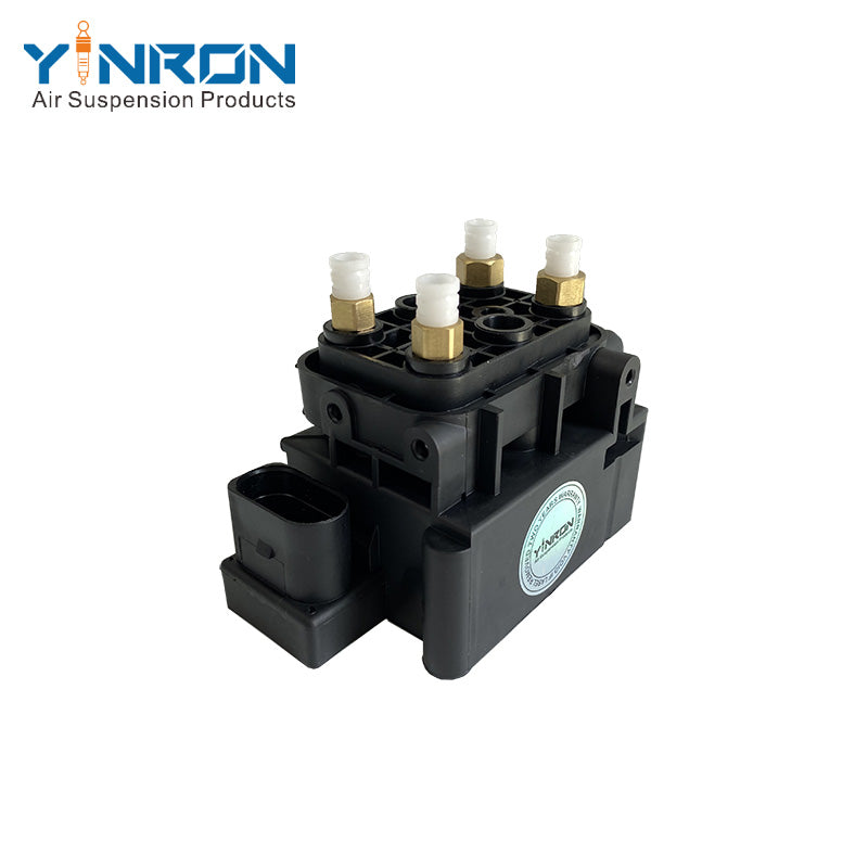 Left front 45 degree view for Jaguar XJ X351 air suspension valve block (C2D26814)