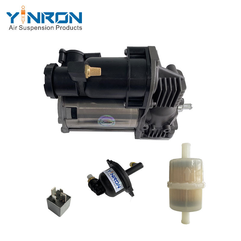 Vertical top-down view of Air Compressor Pump for Land Rover Discovery 5 L462 / Range Rover Velar L560 / New Defender L663 (LR095838, with Relay & air filter)
