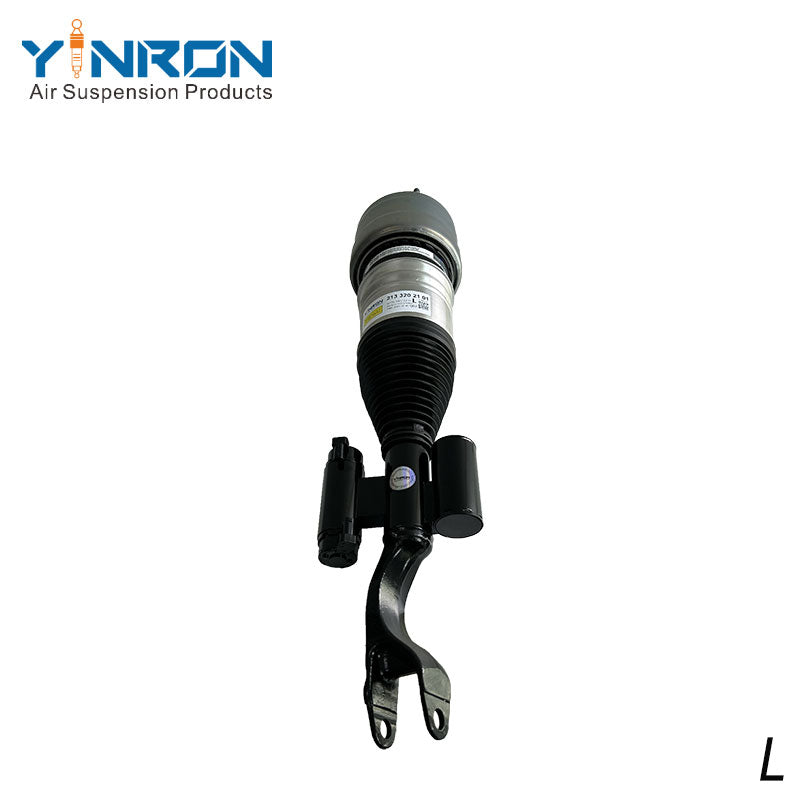 Top-down vertical view of Mercedes-Benz E-Class W213 4Matic front left air suspension strut with ADS (A2133202101)