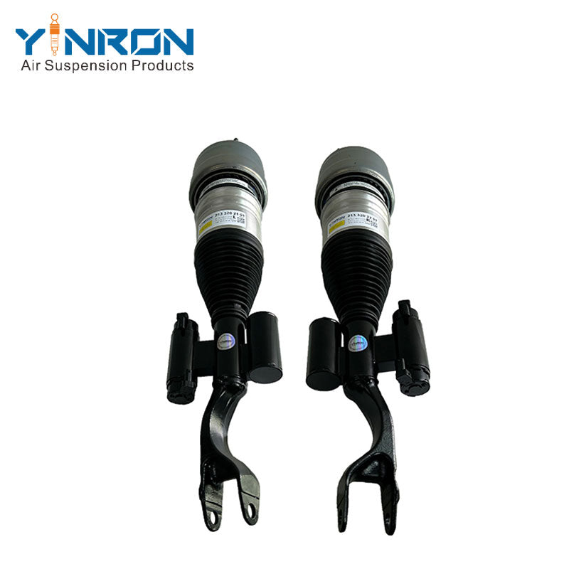 Full front view of Mercedes-Benz E-Class W213 AMG 4Matic front air suspension strut pair (A2133202102 & A2133202202)