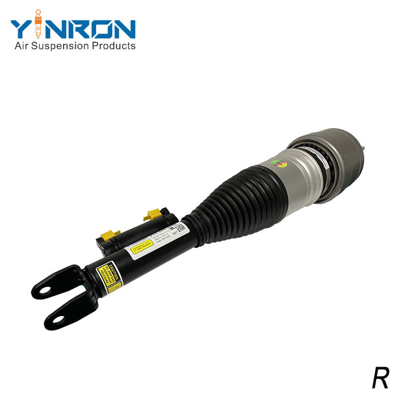 Close-up detail view of Mercedes-Benz E-Class W213 front right air suspension strut with ADS (A2133202238)