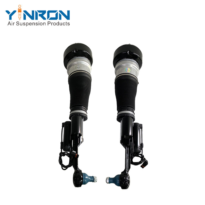 Pair view of Mercedes-Benz S-Class W221 4Matic front air suspension struts - Left A2213200438 and Right A2213200538
