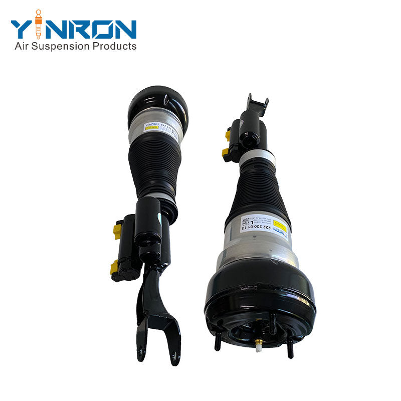 Pair view of Mercedes-Benz S-Class W222 4Matic front air suspension struts - Left A2223208113 and Right A2223208213