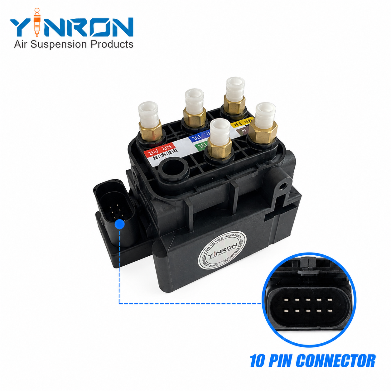 Full front view of Mercedes-Benz S-Class W222 C217 air suspension valve block (0993200058)