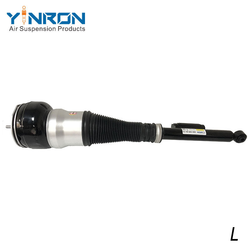 Eye-level horizontal view of Mercedes-Benz S-Class W222 rear left air suspension strut (A2223205213)