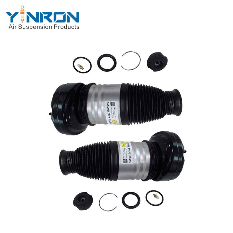 Pair view of Mercedes GLE-Class W167 front left and right air suspension springs (A1673200503, A1673200603)
