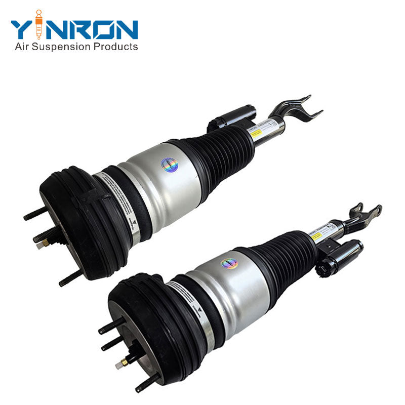Frontal pair view of Mercedes S-Class W223 4Matic air suspension struts (A2233208903 & A2233209003)