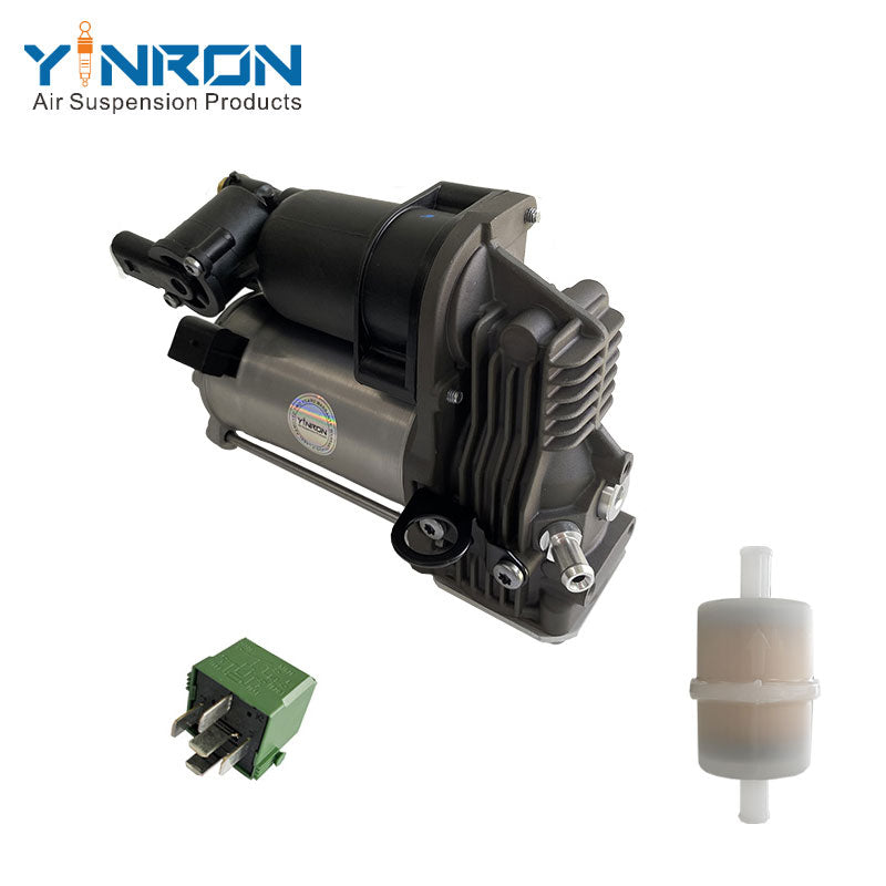 45‑degree angle view of Mercedes Benz R Class W251 air suspension compressor A2513202704 with relay & air filter