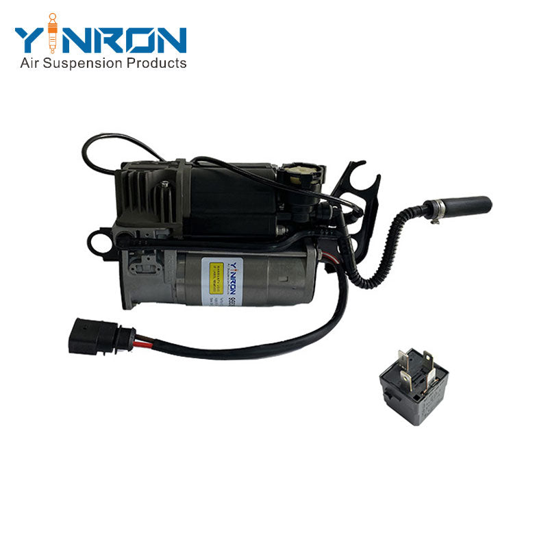 Front flat view for Porsche Cayenne 955 air suspension compressor pump with relay (95535890101 and 95535890102)