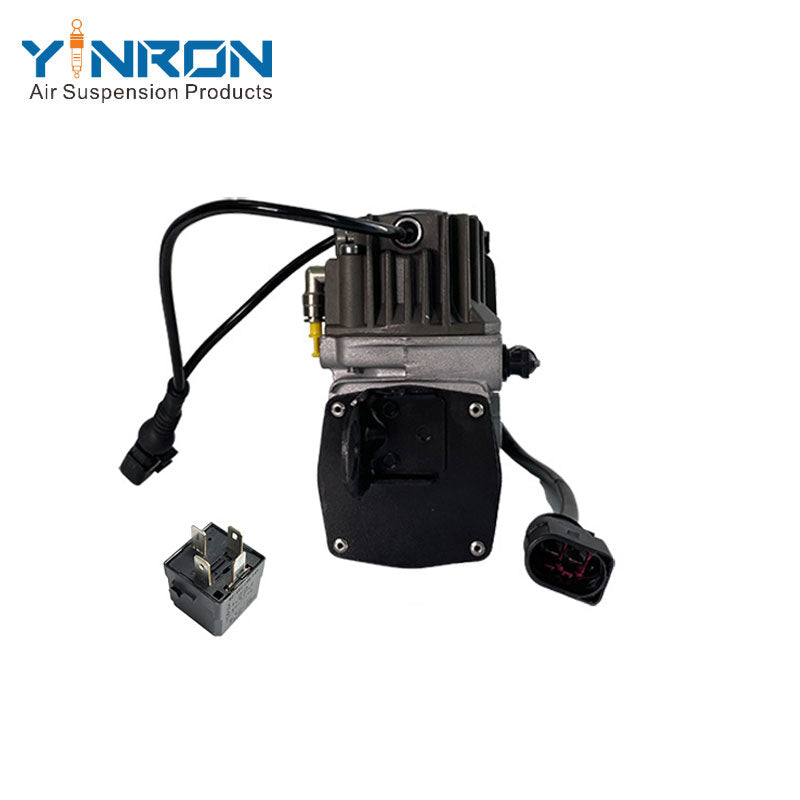Right side elevation view for Porsche Cayenne 955 air suspension compressor pump with relay (95535890101 and 95535890102)