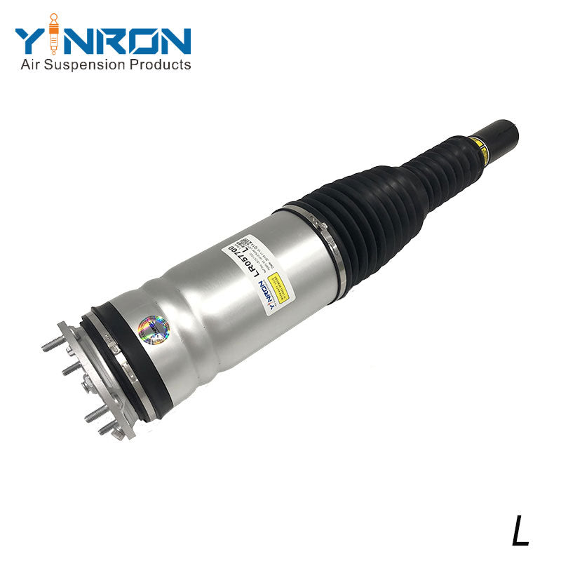 45-degree angled perspective of Range Rover L405 front left air suspension strut with CVD (LR057699)