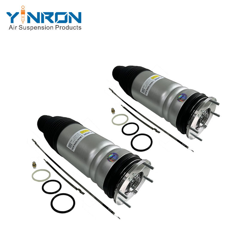 Pair view of Range Rover L405 and Sport L494 front left and right air suspension struts (LR057699 & LR057700)