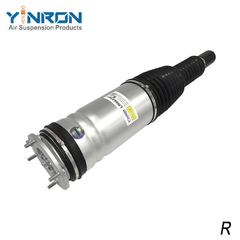 Close-up detail view of Range Rover Sport L494 front right air suspension strut without CVD (LR062381)