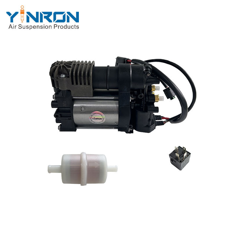 Rear flat view for Tesla Model S 5YJS air suspension compressor pump with relay and air filter (600640300A and 6006403-00-A)