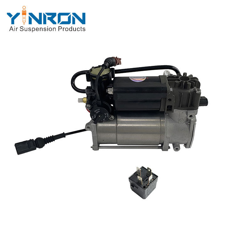Rear flat view for Volkswagen Phaeton 3D0 air suspension compressor pump with relay (3D0616005M and 3D0616005P)