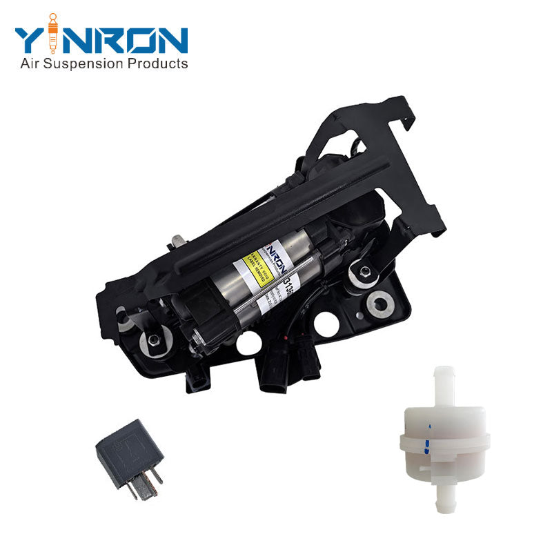 Eye level full view of Volvo XC60 II XC90 II air compressor pump OE 31360720 32315091 equipped with relay and air filter