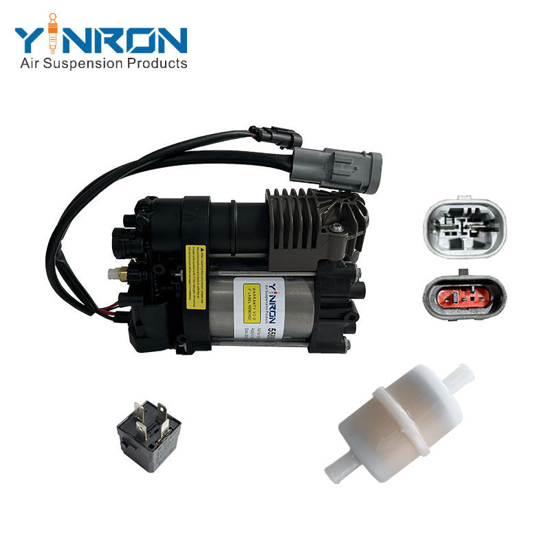 Full eye-level front perspective of Air Compressor Pump for Hyundai Equus / Genesis / Centennial - 558803N000 (with relay & Air Filter)