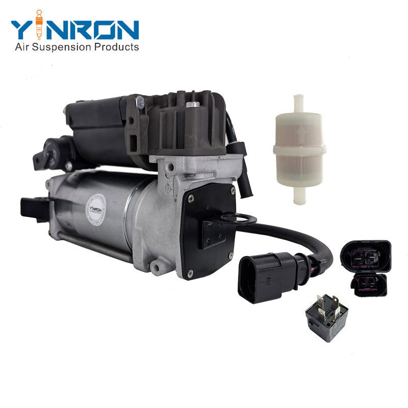 Left rear 45 degree top view for Audi A6 C5 air suspension compressor pump with Relay and Air Filter (4Z7616007)