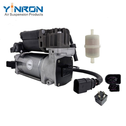 Left rear 45 degree top view for Audi A6 C5 air suspension compressor pump with Relay and Air Filter (4Z7616007)