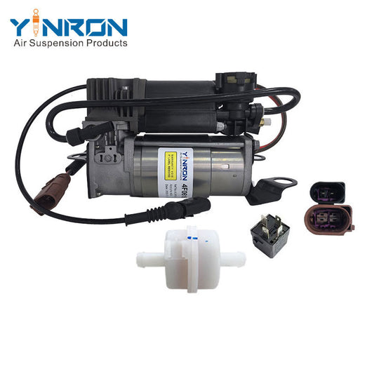 Full front view for Audi A6 C6 4F air suspension compressor pump with Relay and Air Filter (4F0616006A)