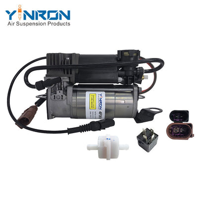 Full front view for Audi A6 C6 Allroad air suspension compressor pump with relay & air filter (4F0616006A)