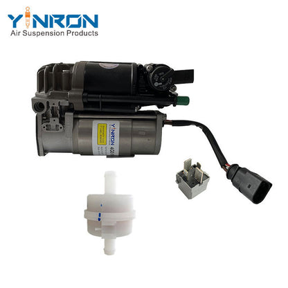 Left rear 45 degree top view for Audi A6 C7 4G air suspension compressor pump with Relay and Air Filter (4G0616005D)