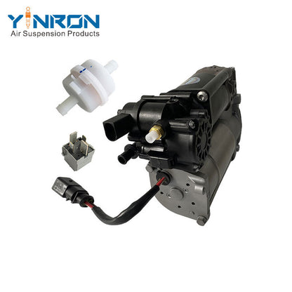 Left straight side view for Audi A6 C7 4G air suspension compressor pump with Relay and Air Filter (4G0616005D)