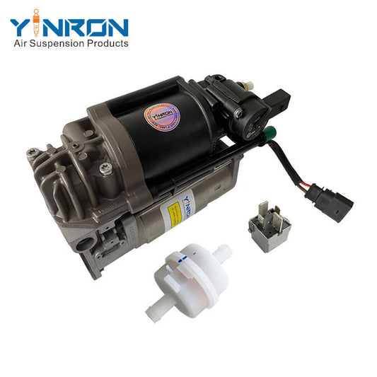 Right front 45 degree view for Audi A6 C7 4G air suspension compressor pump with Relay and Air Filter (4G0616005D)