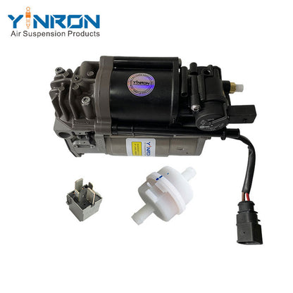 Top down view for Audi A6 C7 4G air suspension compressor pump with Relay and Air Filter (4G0616005D)