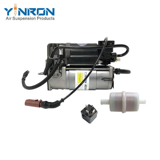 Full front view for Audi A8 D3 4E air suspension compressor pump with Relay and Air Filter (4E0616007B)