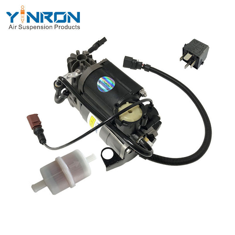 Right rear 45 degree top view for Audi A8 D3 4E air suspension compressor pump with Relay and Air Filter (4E0616007B)