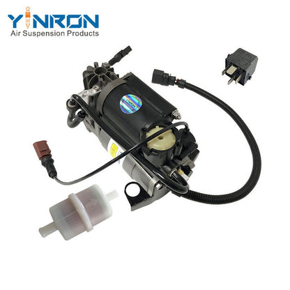 Right rear 45 degree top view for Audi A8 D3 4E air suspension compressor pump with Relay and Air Filter (4E0616007B)