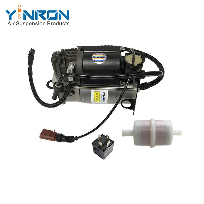 Top down view for Audi A8 D3 4E air suspension compressor pump with Relay and Air Filter (4E0616007B)