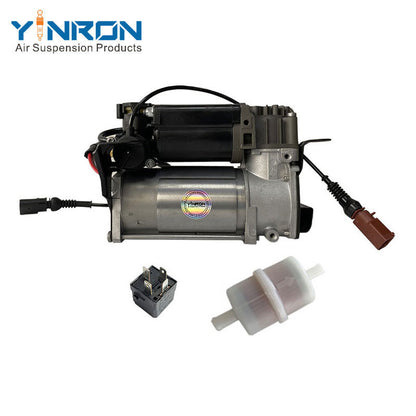 Rear flat view for Audi A8 D3 4E W12 air suspension compressor pump with relay and air filter (4E0616007A)