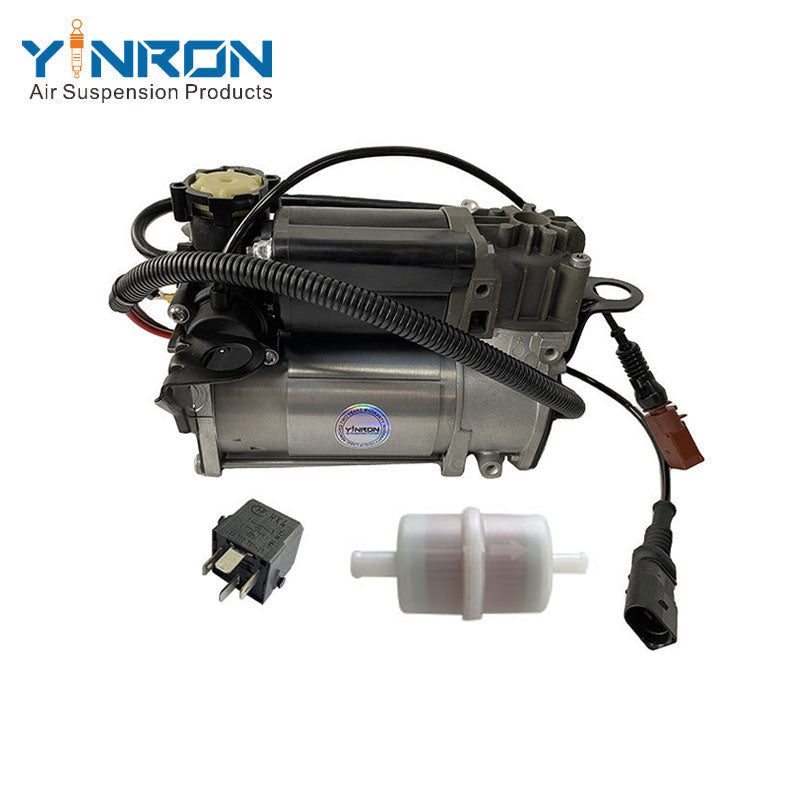 Rear top view for Audi A8 D3 4E W12 air suspension compressor pump with relay and air filter (4E0616007A)
