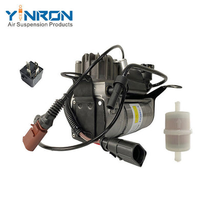 Right straight side view for Audi A8 D3 4E W12 air suspension compressor pump with relay and air filter (4E0616007A)