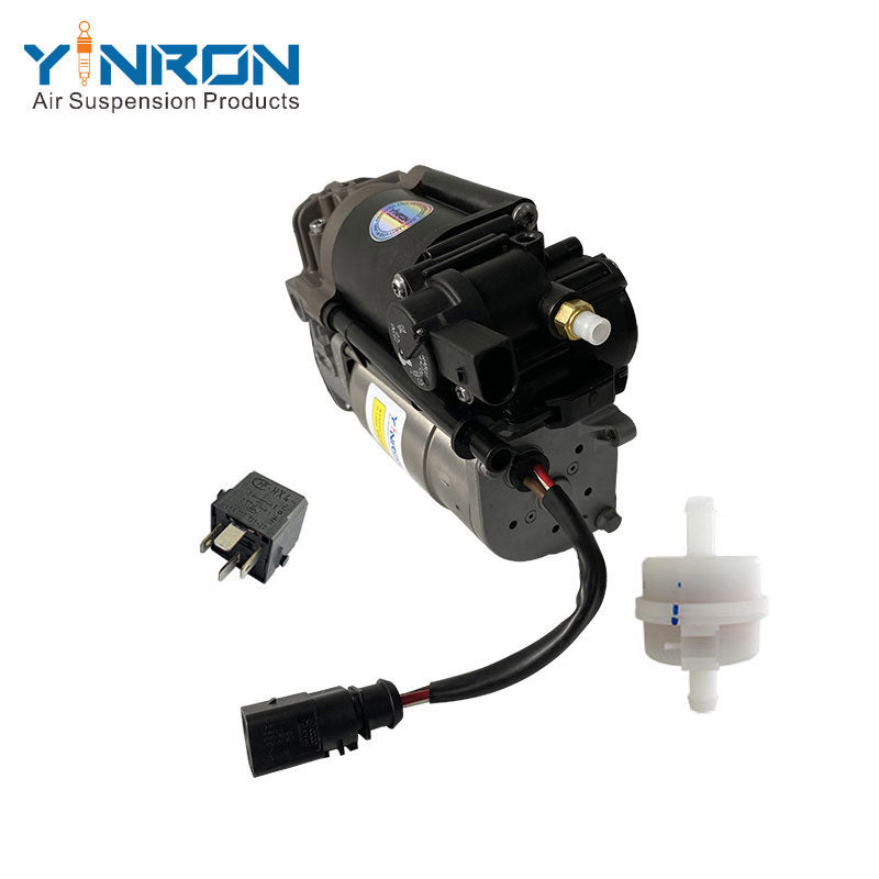 Right straight side view for Audi A8 D4 4H air suspension compressor pump with relay and air filter (4H0616005C)