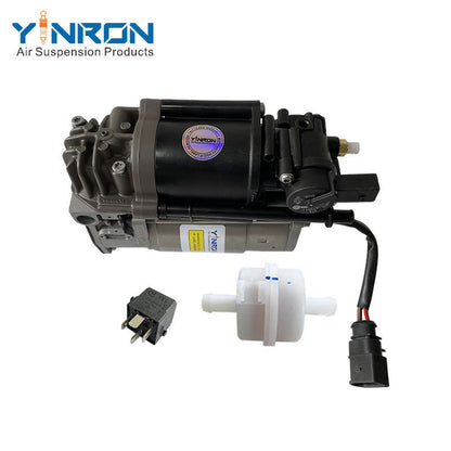Top down view for Audi A8 D4 4H air suspension compressor pump with relay and air filter (4H0616005C)
