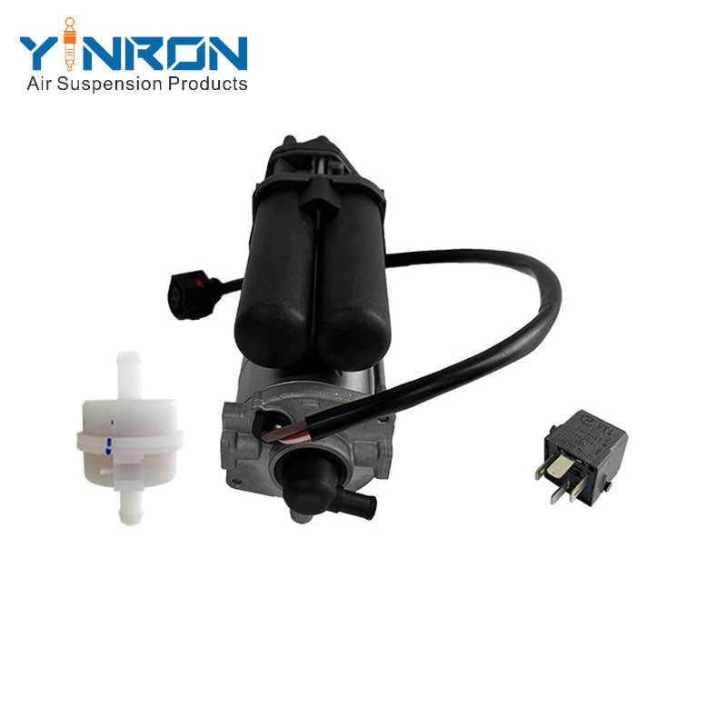 Left straight side view for Audi A8 D5 4N air suspension compressor pump with relay and air filter (4N0616005C)